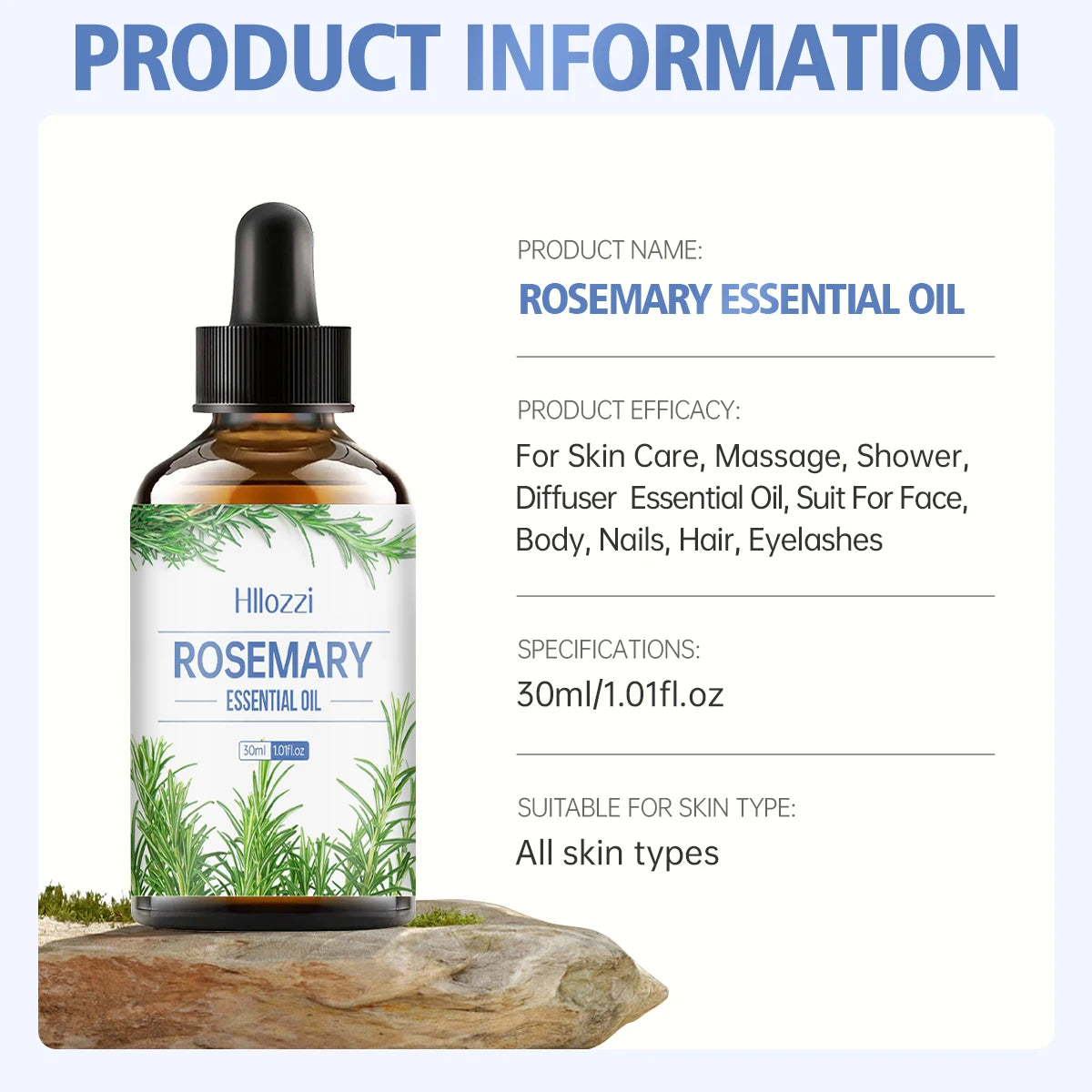 Huile Essentielle de Romarin 10ML – Stimule la Pousse des Cheveux & Renforce le Cuir Chevelu