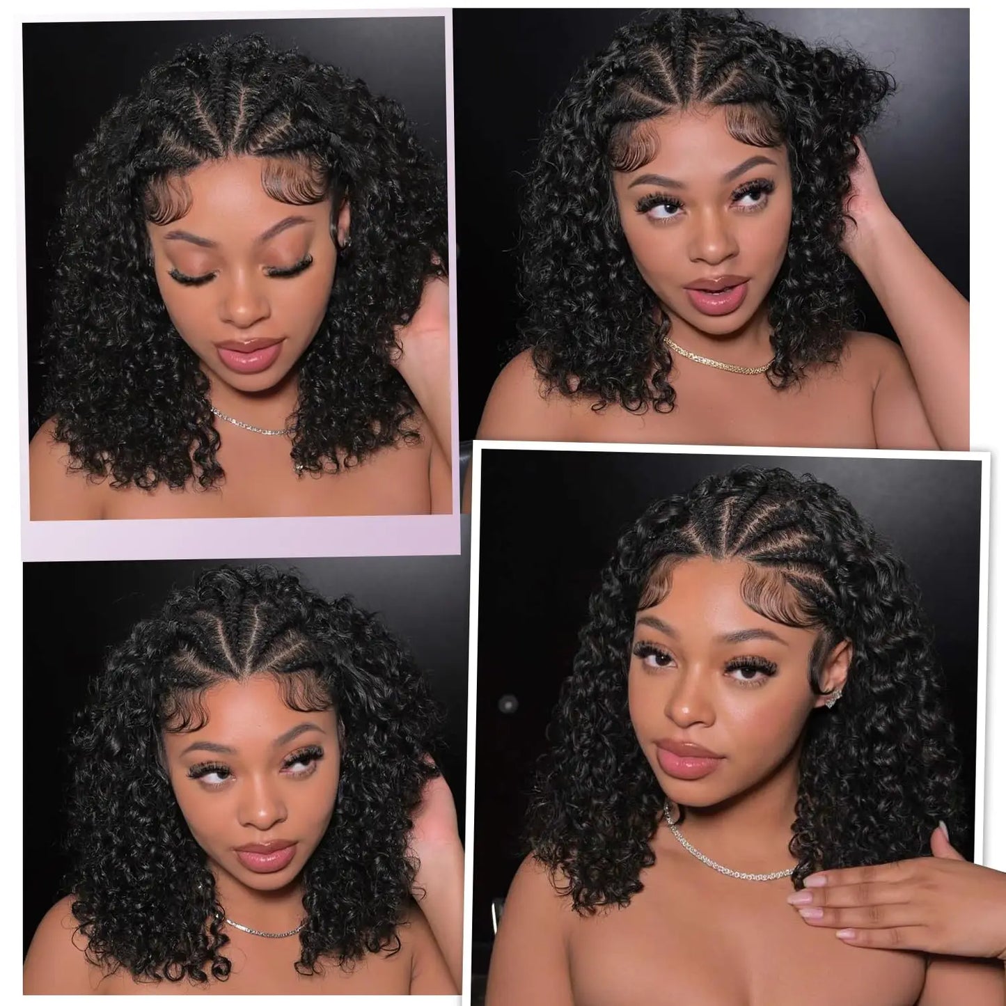 Cornrow Braided Wig with Curly Deep Wave – HD Lace Front Wig with Baby Hair | Natural Looking Synthetic Braided Wig for Women