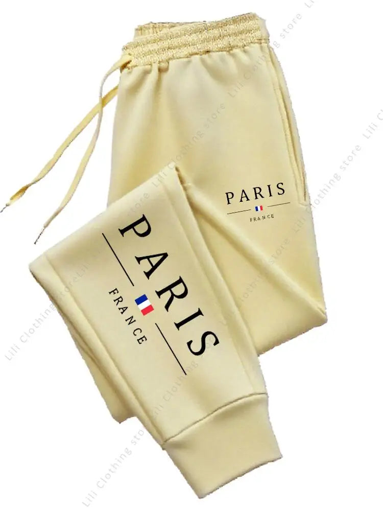 PARIS Fleece Women Jogger Pants – High Waist Casual Sports Sweatpants | Warm Autumn Winter Streetwear