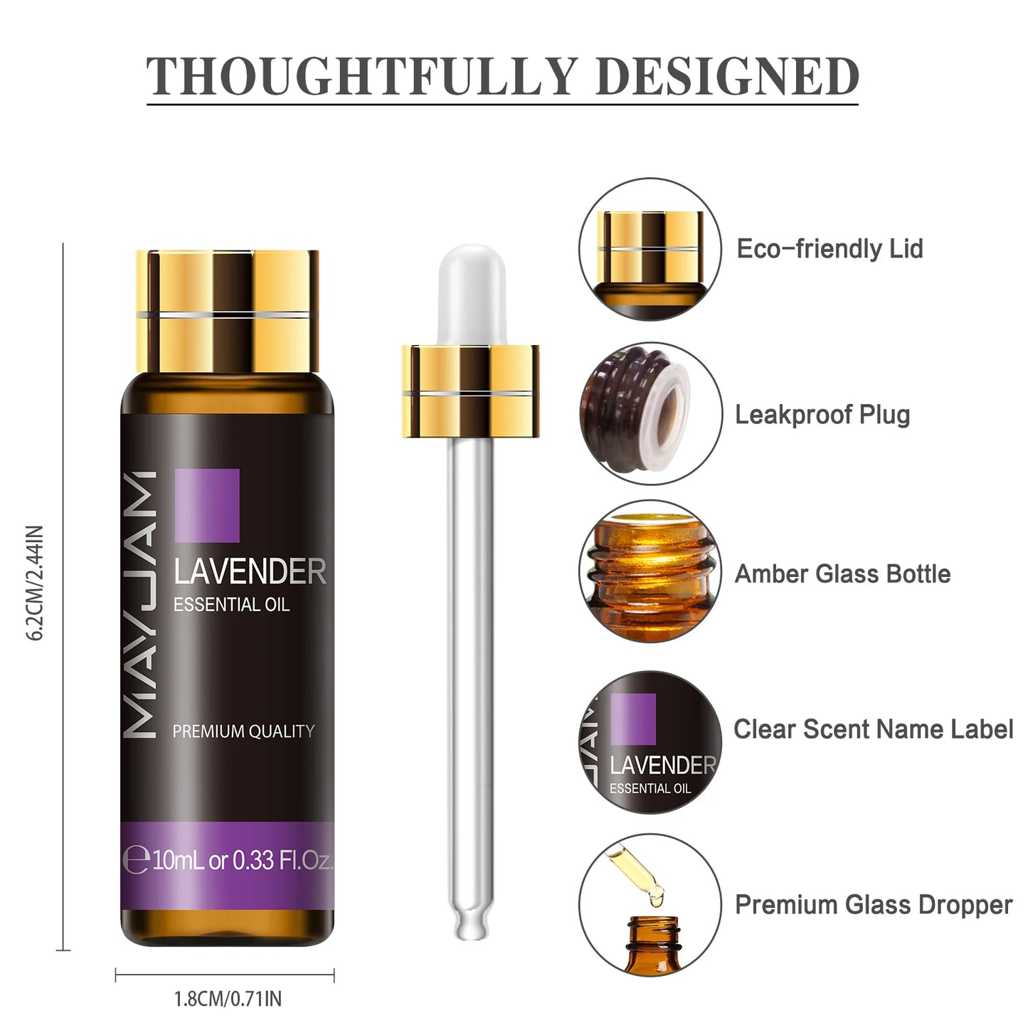 Pure Plant Essential Oil 10ml – Natural Aromatherapy Oils for Diffuser & Humidifier | Relaxing Fragrance Oils (Mint, Lavender, Tea Tree, Rose, Vanilla, Sandalwood, Jasmine)