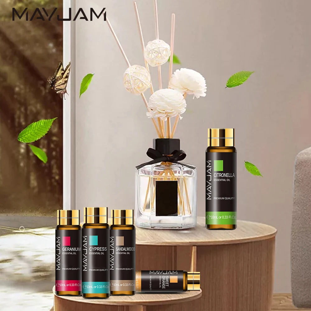 Pure Plant Essential Oil 10ml – Natural Aromatherapy Oils for Diffuser & Humidifier | Relaxing Fragrance Oils (Mint, Lavender, Tea Tree, Rose, Vanilla, Sandalwood, Jasmine)