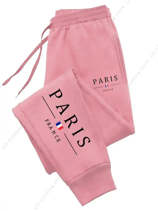 PARIS Fleece Women Jogger Pants – High Waist Casual Sports Sweatpants | Warm Autumn Winter Streetwear