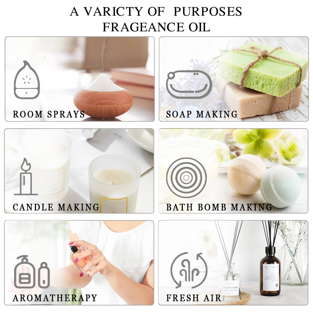 Pure Plant Essential Oil 10ml – Natural Aromatherapy Oils for Diffuser & Humidifier | Relaxing Fragrance Oils (Mint, Lavender, Tea Tree, Rose, Vanilla, Sandalwood, Jasmine)