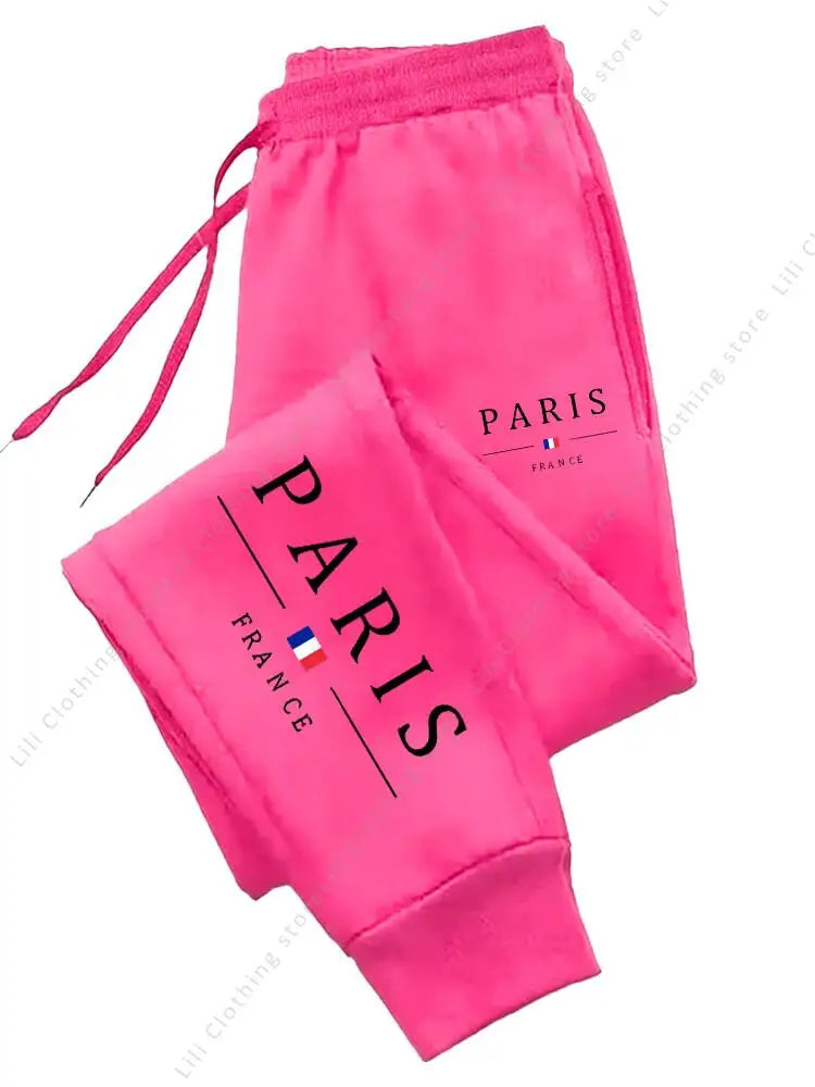 PARIS Fleece Women Jogger Pants – High Waist Casual Sports Sweatpants | Warm Autumn Winter Streetwear