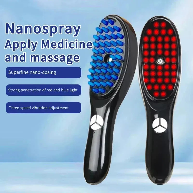 Electric Scalp Massager Comb – Red & Blue Light Therapy Hair Growth Brush | Anti Hair Loss Vibration Care Device