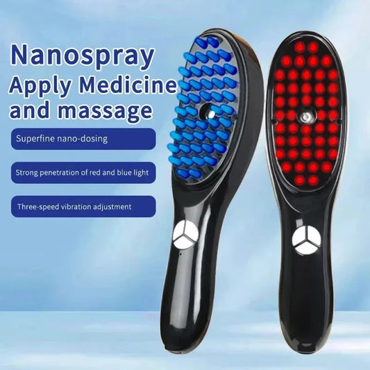 Electric Scalp Massager Comb – Red & Blue Light Therapy Hair Growth Brush | Anti Hair Loss Vibration Care Device