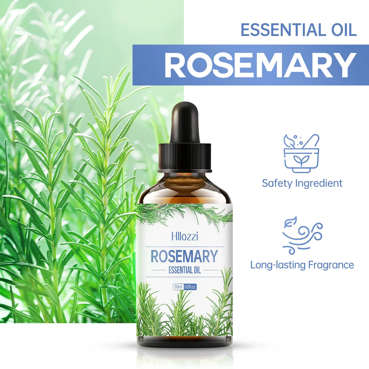 Huile Essentielle de Romarin 10ML – Stimule la Pousse des Cheveux & Renforce le Cuir Chevelu
